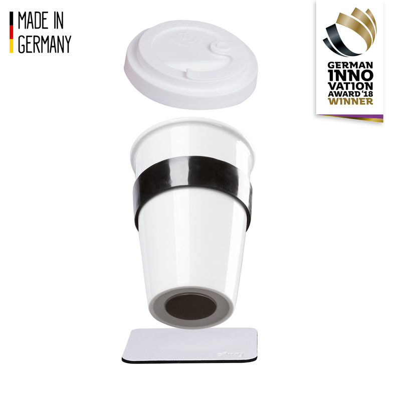 Porzellan TO-GO-CUP inkl. Untersetzer WHITE