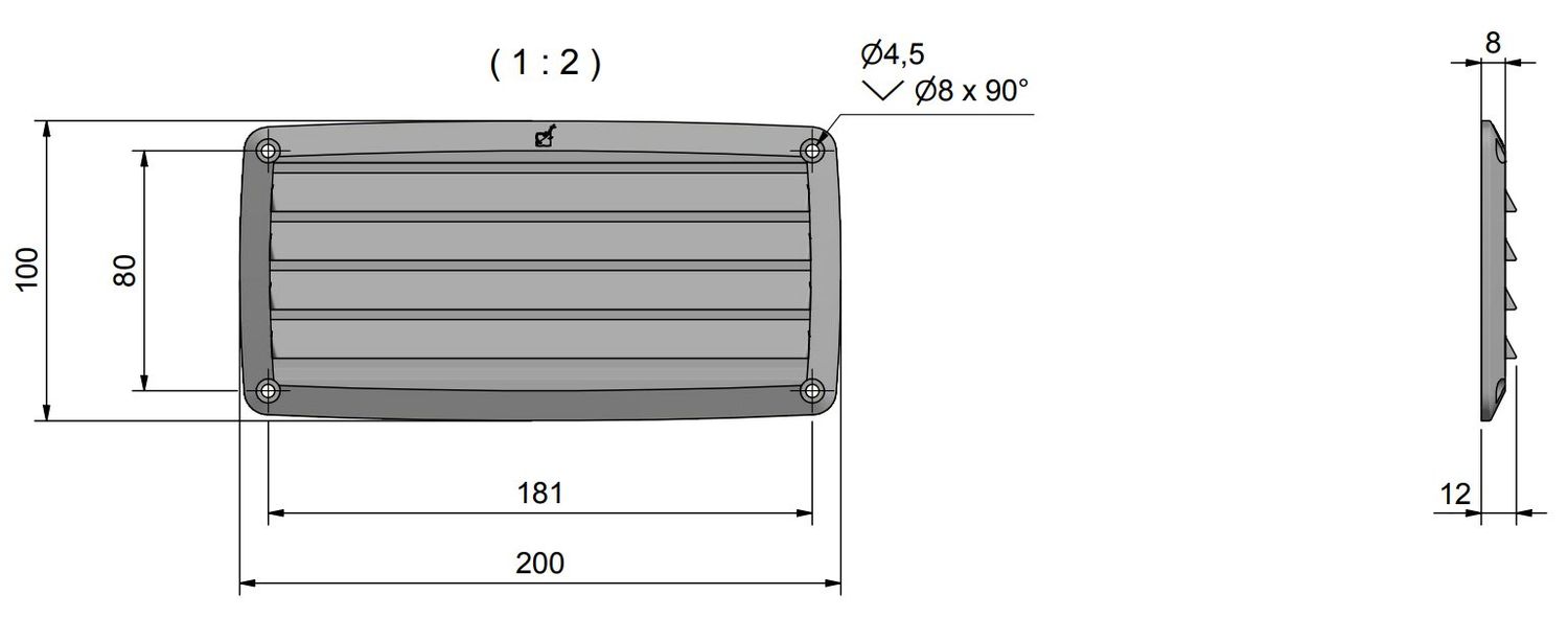 Lüftungsgitter PVC 200x100