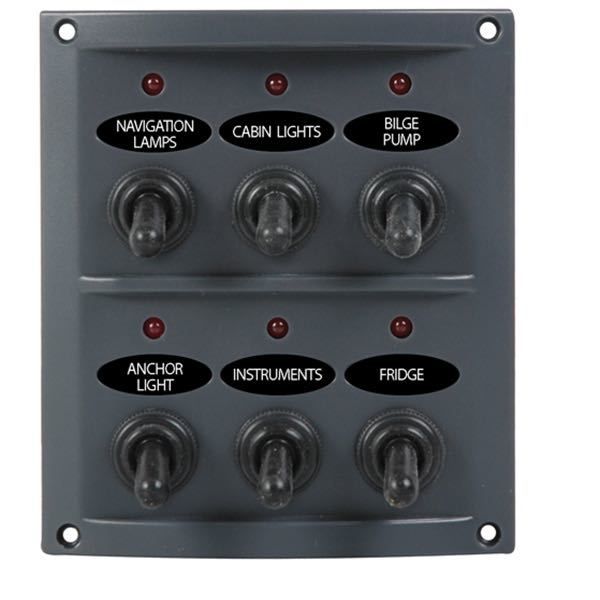 Elektropaneel deluxe 6 Schalter / Sicherungen mit LED Kontrollleuchten