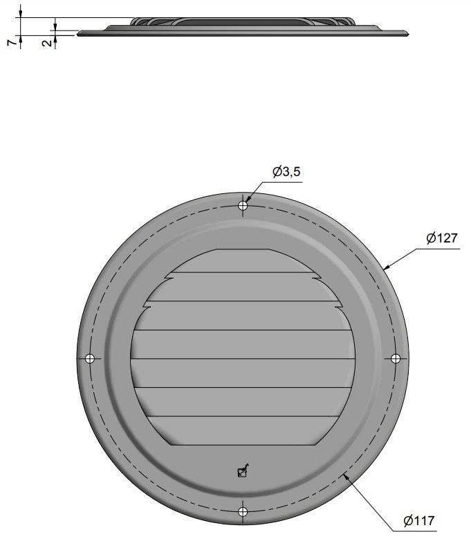 Roca Lüfterblech Messing poliert D=125mm
