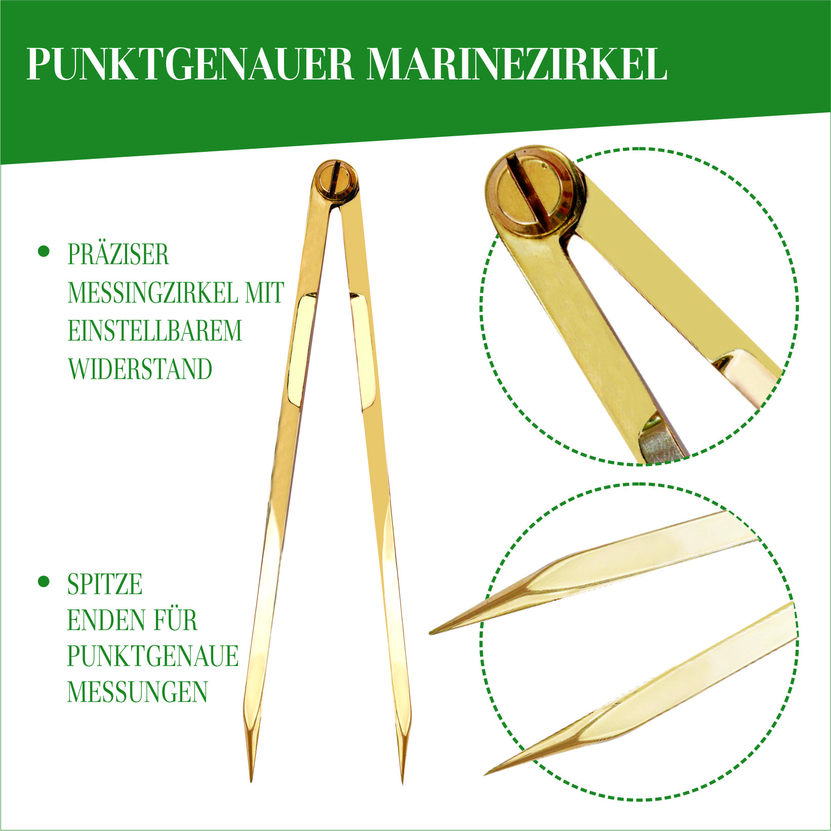 Dreimaster-Bootszubehör, Navigationsset Premium SBF See & SKS – Kursdreieck, Anlegedreieck & Messing-Navigationszirkel mit Tasche