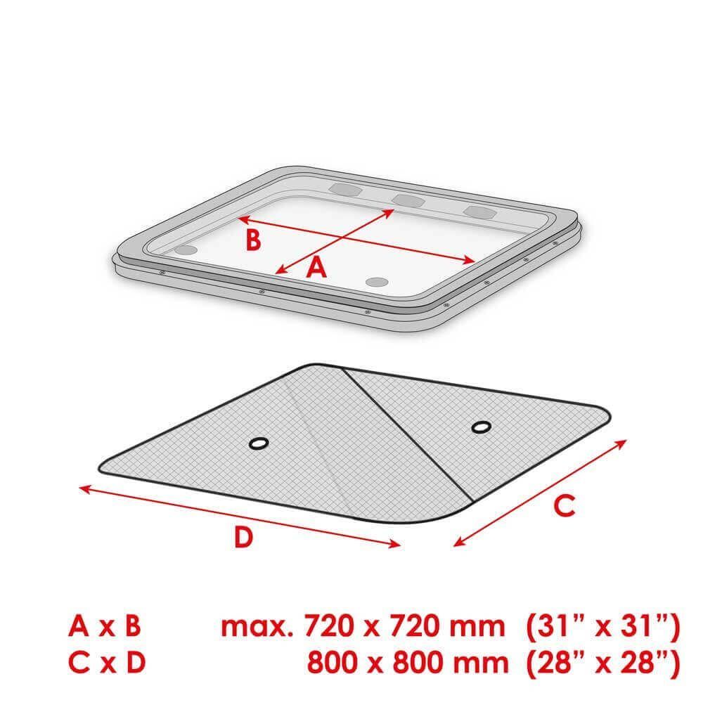 Verdunkelung mit Moskitonetz für Luken