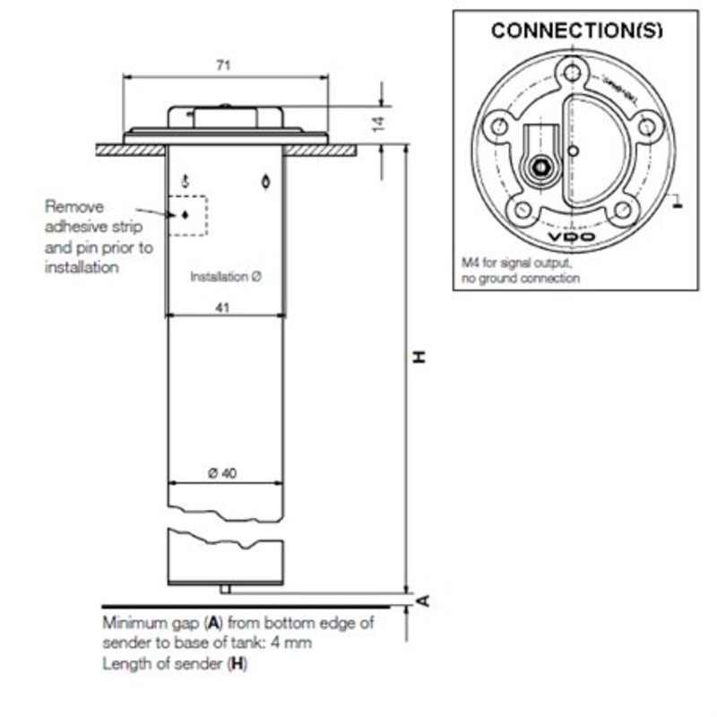 Veratron VDO 450 MM  STAINLESS STEEL,LIQUID LEVEL