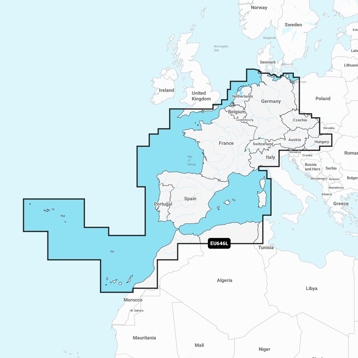Garmin Navionics+ EU646L Deutschland, Benelux, Frankreich, Spanien, Portugal, Az...