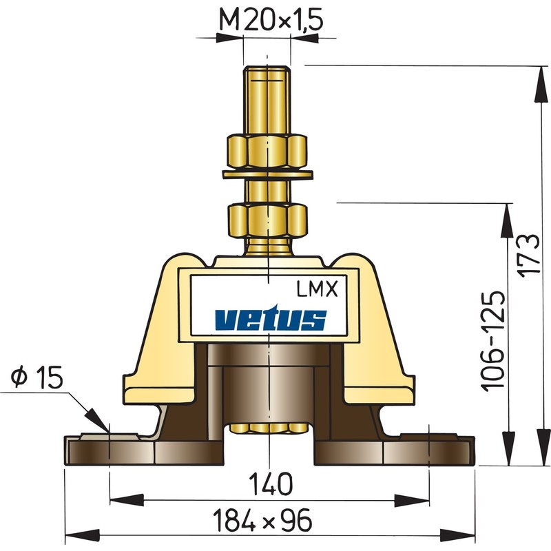 Vetus flexibles Motorlager Typ LMX340