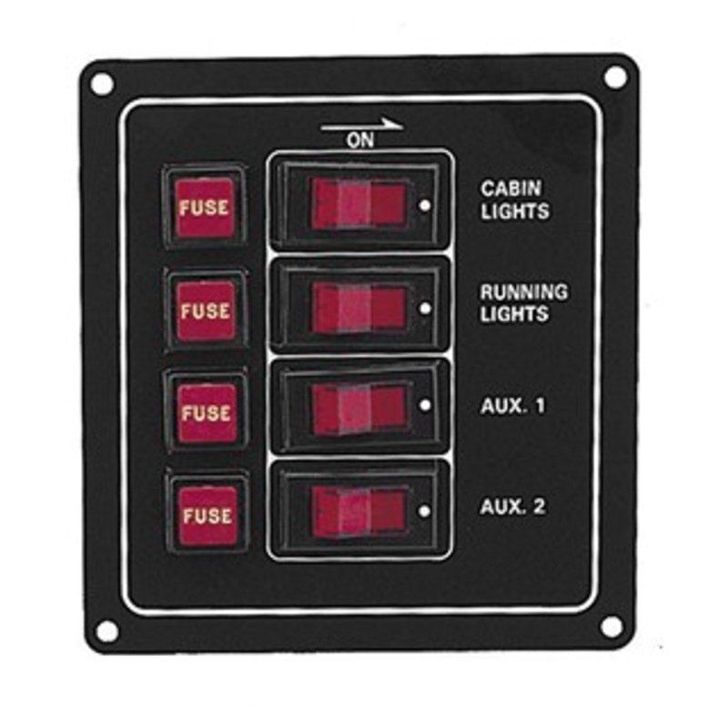 PLASTIMO SWITCH PANEL 4 GANG BLACK