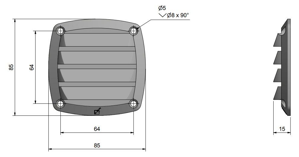 Roca Lüftungsgitter PVC 85 x85mm