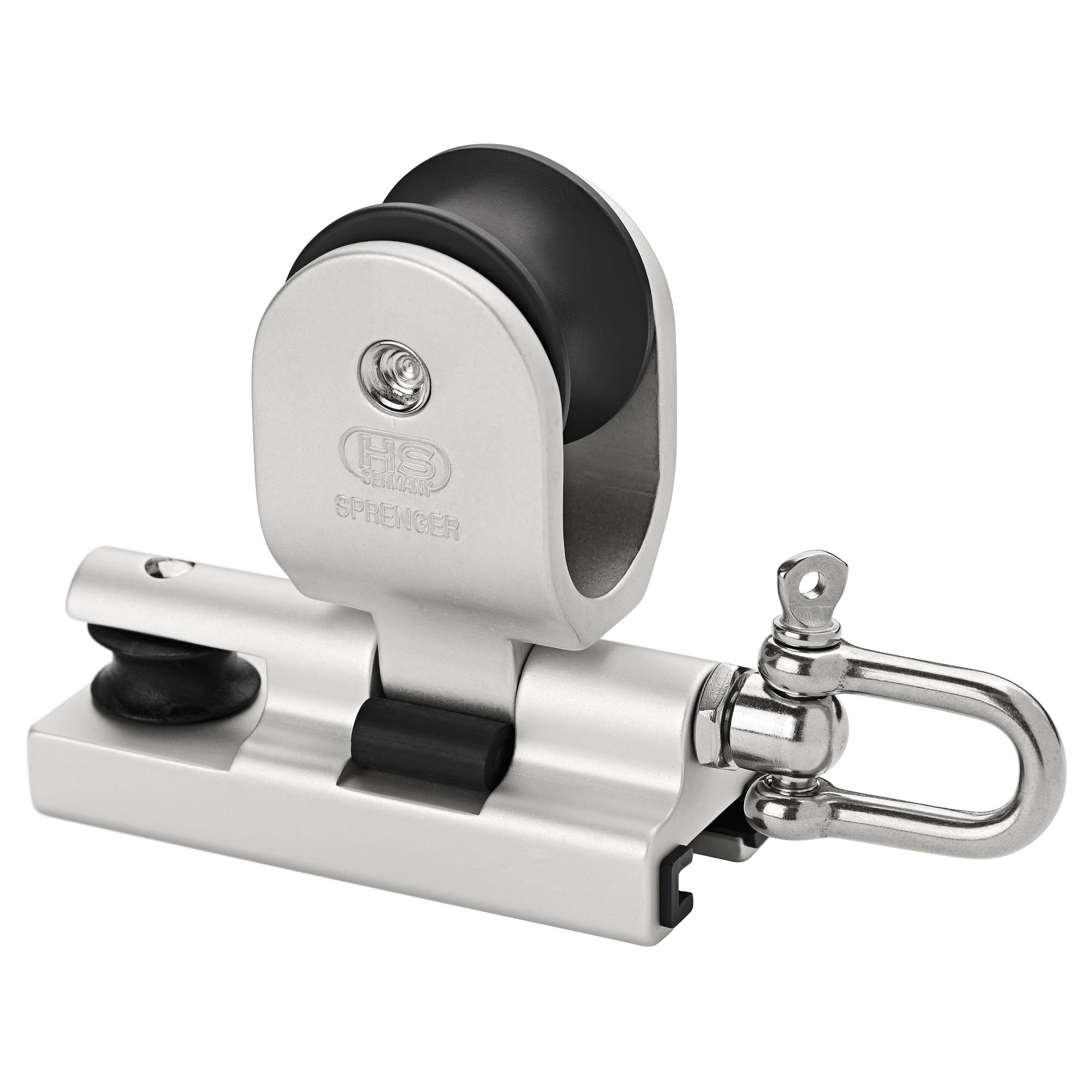 SPRENGER, Genuaschlitten Cockpitverstellung Gleitlager 6 mm für Schiene 25 x 4 mm - Bolzen mit Schäkel