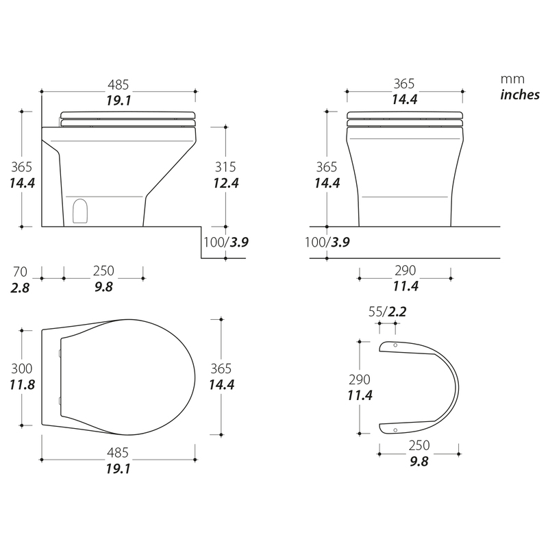 Tecma Compass Toilette 12V Short weiss ECO