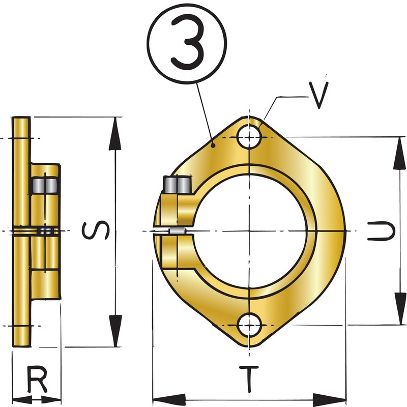 Vetus Montageflansch für Stevenrohr, Ø 30mm
