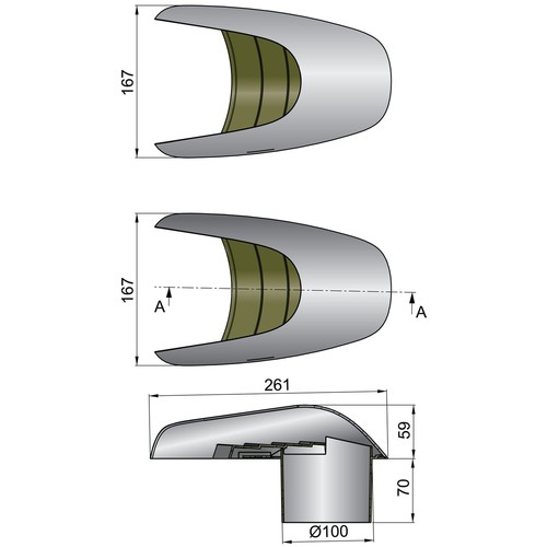 Vetus Lüftungsmuschel TYP75, AD=75mm
