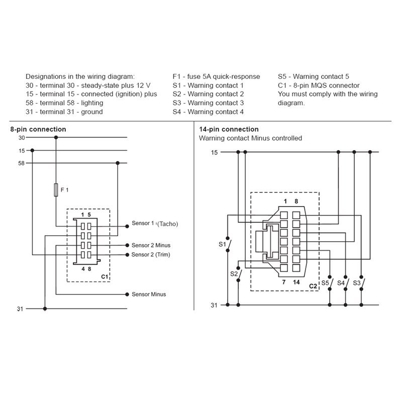 VDO ViewLine Combi Anzeiger Drehzahl & Trim Weiß 1