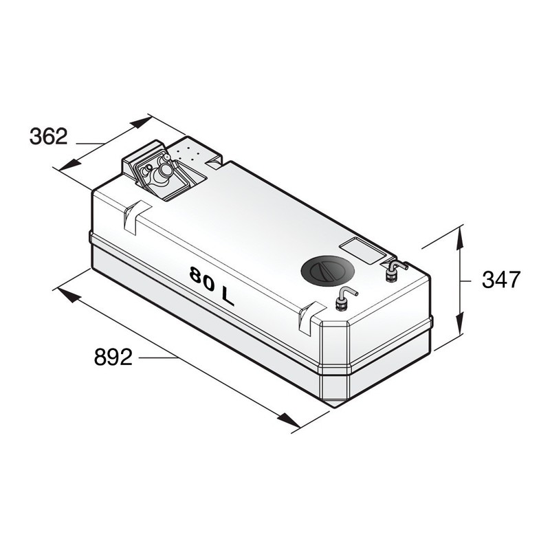 Vetus Dieseltank 80l kpl. 8mm Anschluß