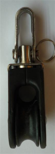 Einfach- Block mit drehbarem Wirbel Schäkel für  4 - 8 mm Leine