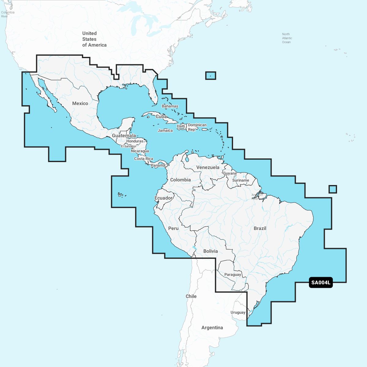 Garmin Navionics+ SA004L Mexiko, Karibik bis Brasilien