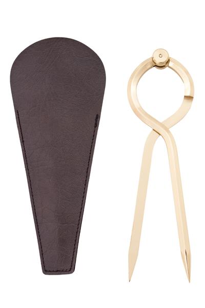 Dreimaster-Bootszubehör, Einhand-Navigationszirkel, geschwungen 19 cm Messing poliert - B-Ware