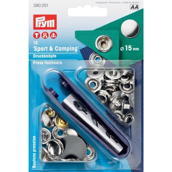 Druckknöpfe für Stoff rostfreier Stahl D=15mm 10 Stück mit Werkzeug