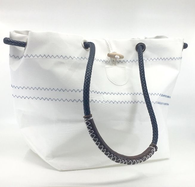 Segeltuch-Tasche mit Ösenverschluß weiß 14l
