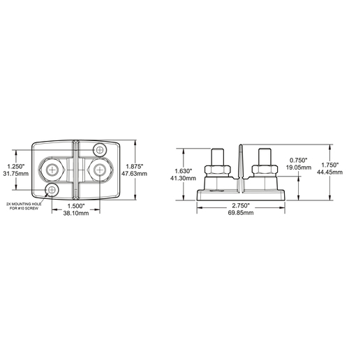 Blue Sea Dual PowerPost – Zwei 3/8'-16 Bolzen