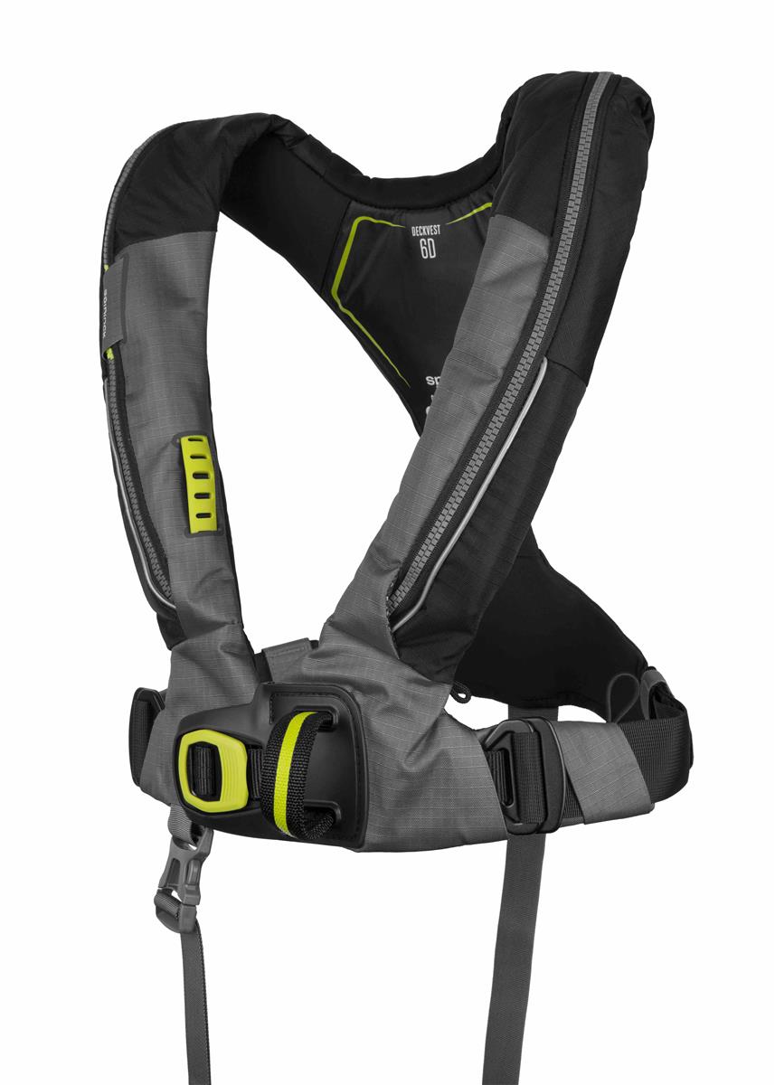 Spinlock, automatische Rettungsweste, Deckvest 6D, HRS-System, 275N,  mit Harness, schwarz-anthrazit