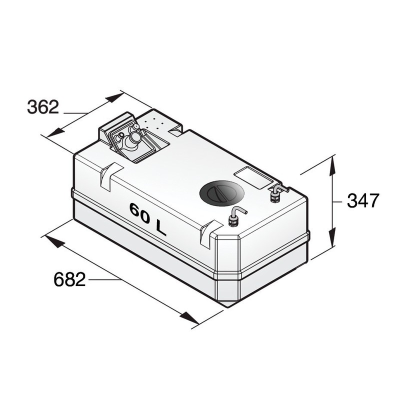 Vetus Dieseltank 60l kpl. 8mm Anschluß