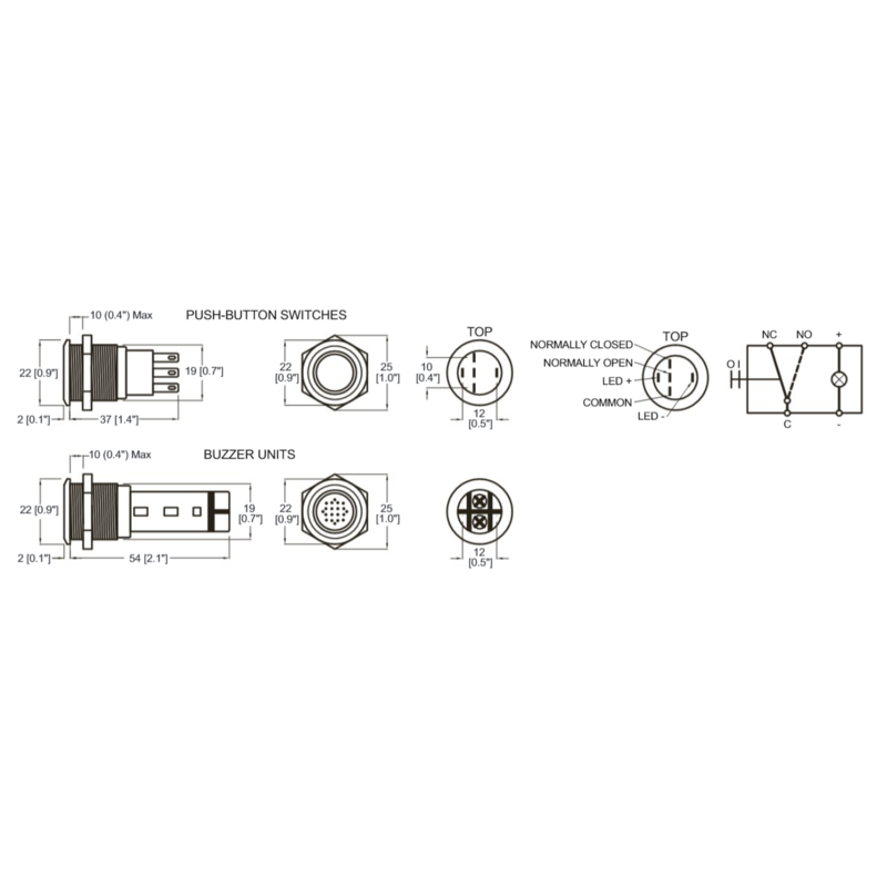 BEP Schalter Drucktaster On/Off 12V rot