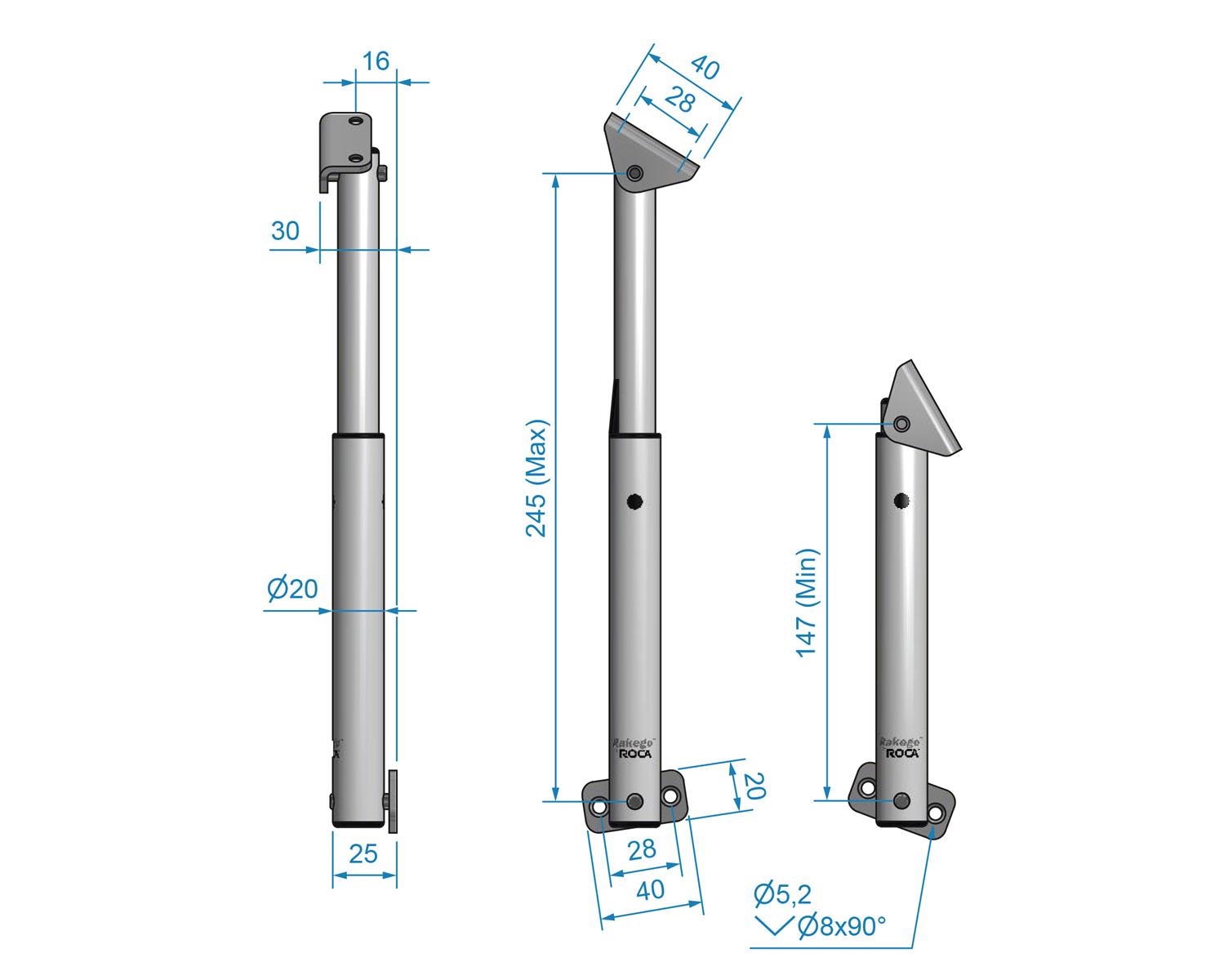 Roca Rakego Lukenaufsteller Aluminium eloxiert