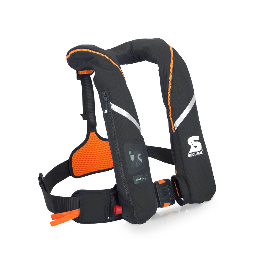 Secumar, automatische Rettungsweste, Survival 275 Harness, schwarz / orange