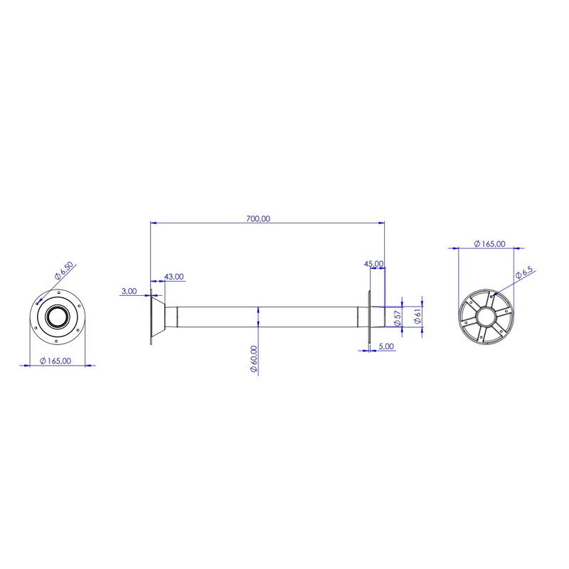 BUKH PRO Tischbein aus lackiertem Aluminium