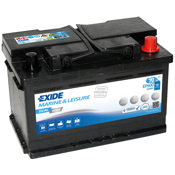 Exide Batterie EP600 Marin Dual AGM 760cca 70Ah