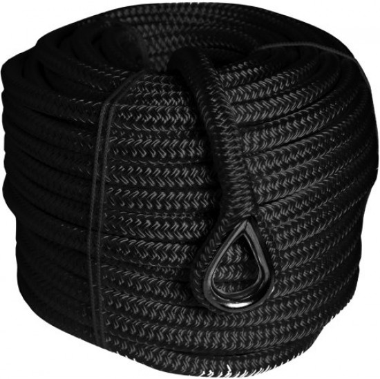 Ankerleine schwarz mit Kausch D=12mm L=40m