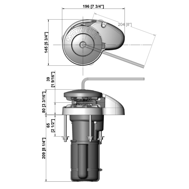 Maxwell verti. Ankerwinde ohne Spill RC6, 24V