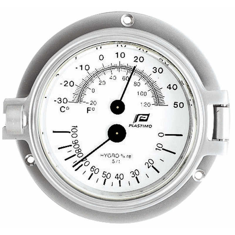 PLASTIMO 3 ZOLL THERMO/HYGROMETER CHROM MATT