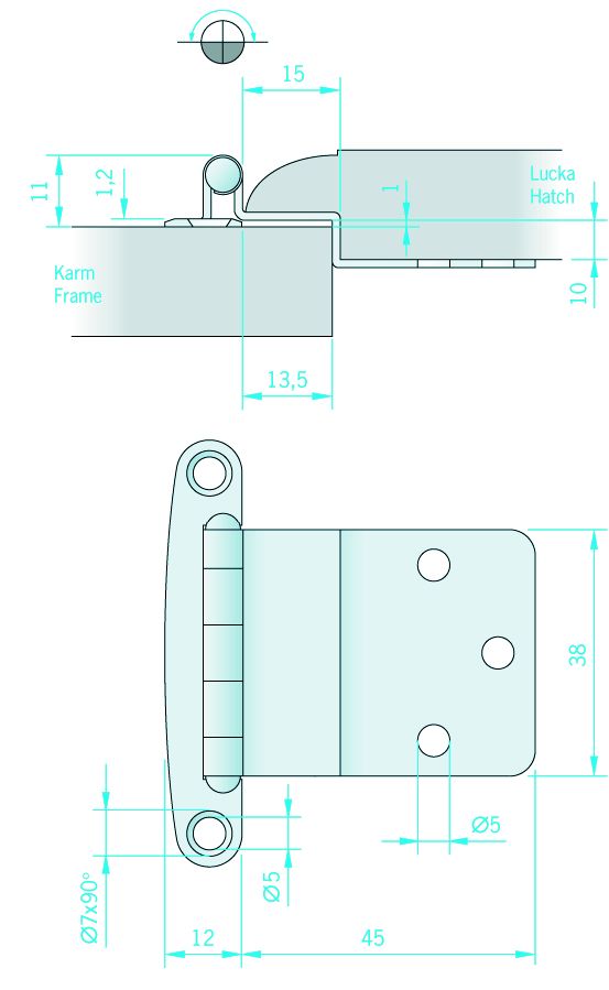 Scharnier 57 x 38mm