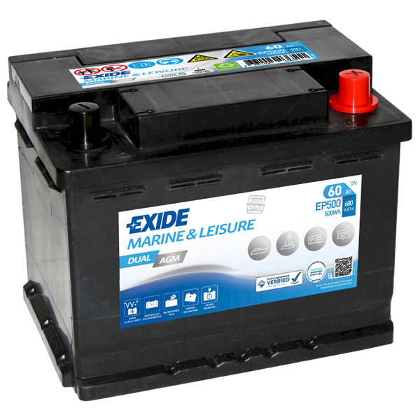 Exide Batterie EP500 Marin Dual AGM 680cca - 60Ah