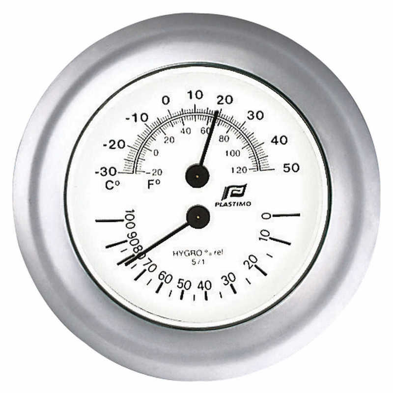 PLASTIMO 4 ZOLL THERMO/HYGROMETER MATT CHROM
