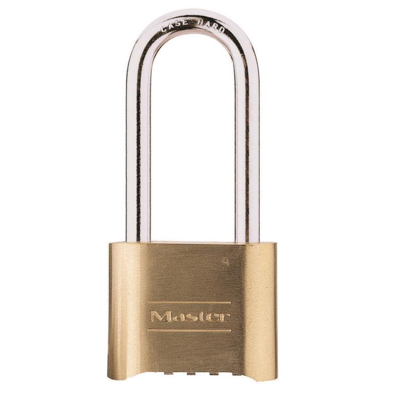 PLASTIMO PADLOCK BRASS CODE 51MM LONG SHACKLE